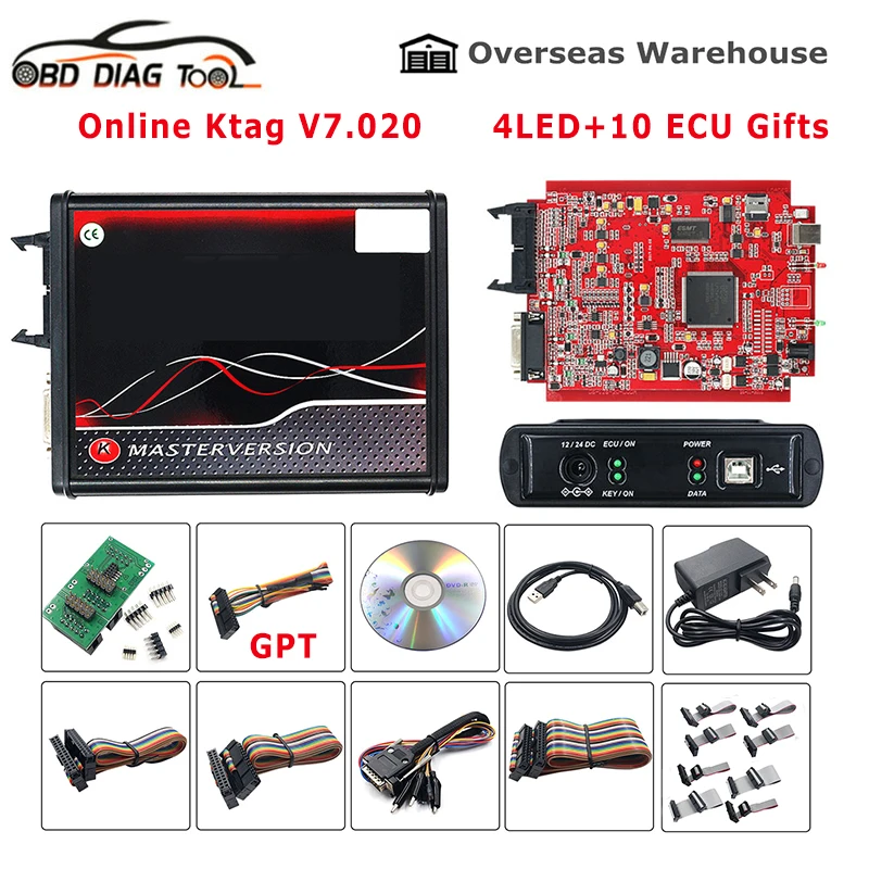2021 Online EU Read Ktag V7.020 4 LED ECU Chip Tuning Programmer K-tag 7.020 SW 2.25 Kess 5.017 Auto Repair Tool for Car Truck | Автомобили