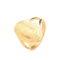 jinhui blessed virgin mary rings stainless steel religious gold color finger rings for women men christimas ring jewelry gift
