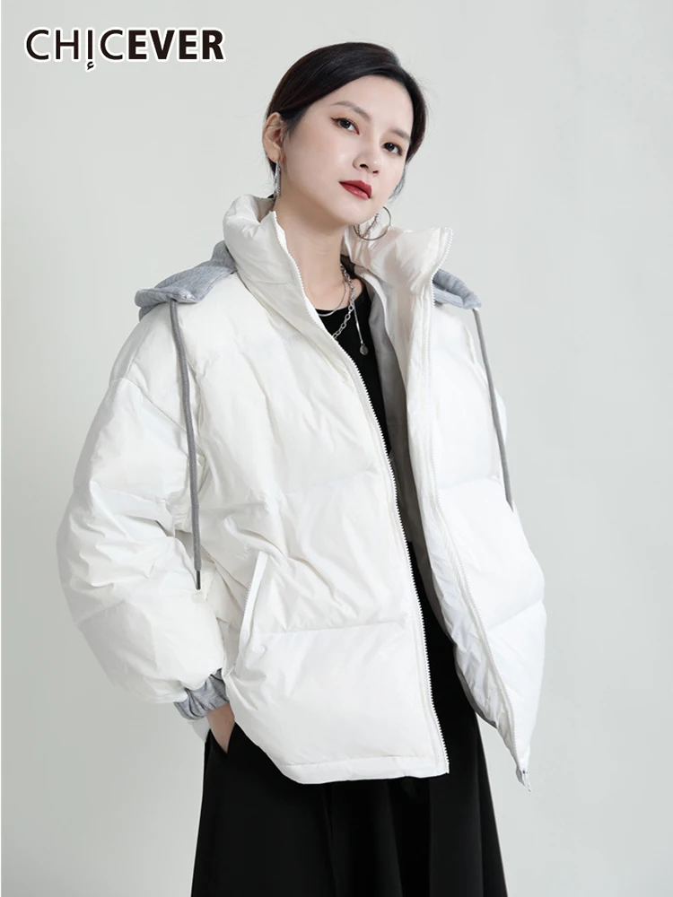 

CHICEVER повседневное лоскутное цветное пальто с капюшоном и длинным рукавом, модная куртка для женщин, 2021 Осенняя мода