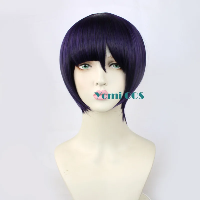 

Game Genshin Impact Mona Cosplay Double Ponytail Dark Purple Wig Anime Costumes Earrings Hair Accessories Necklace Free Wig Cap