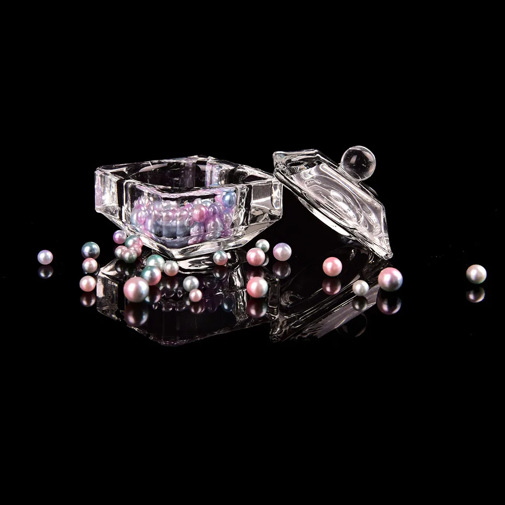 1PC Acrylic Powder Liquid Crystal Glass Dappen Dish Lid Bowl Cup Holder Manicure Equipment Nail Tool For Nail Art