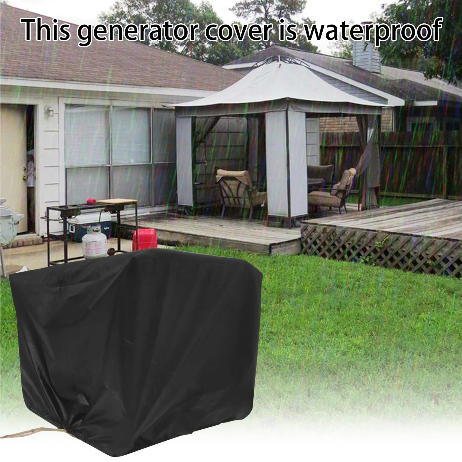 

Universal Generator Waterproof Cover 600D Polyester Weather Resistant Generator Storage Cover for Generators 5000-10,000 Watt