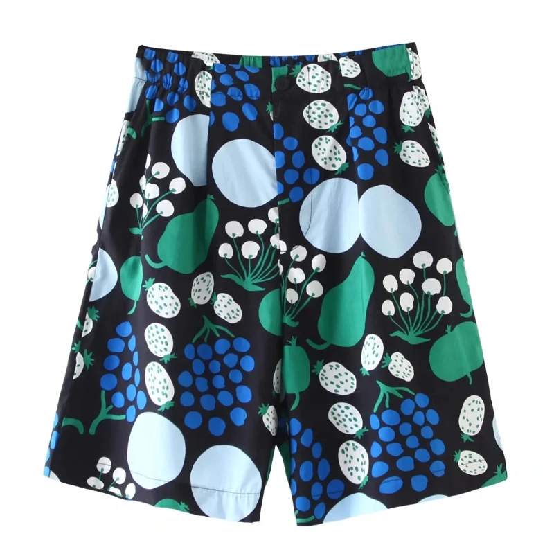 Шорты женские с тропическим принтом фруктов повседневные свободные Модные