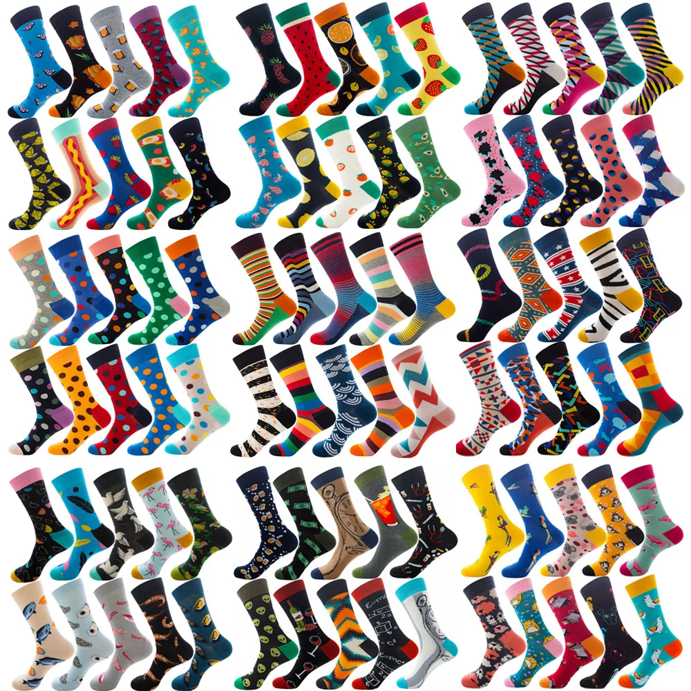 

5pairs/set Happy Socks Men and Women Oil Painting Van Gogh Socks colorful Harajuku Skateboard Female cotton Socks Woman