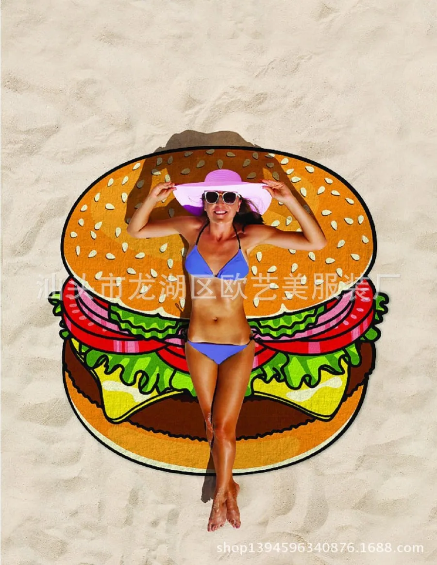 Летняя Солнцезащитная шаль для бикини с принтом в форме гамбургера юбка пикника