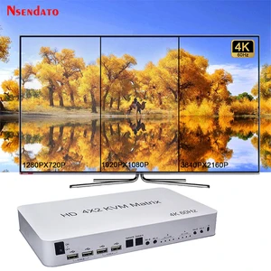 4 port usb hd kvm matrix 4x2 dual monitor 4k60hz hdr switch splitter 4 in 2 out hd 2 0 switcher for usb2 0 keyboard mouse pc free global shipping