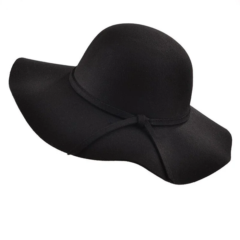 

Retro simple Vintage Kids Child Girl Hats Fedora wool Felt Crushable Wide Brim Cloche Floppy Sun Parent-child Beach Cap