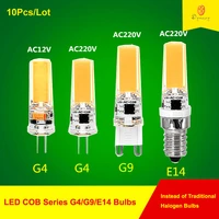10pcslot led cob g4 g9 e14 bulbs 12v 220v lamp bulbs for spotlight chandelier hanging lighting fixture replace halogen bulb