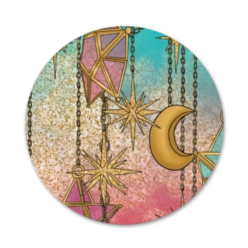 58 мм Солнце Луна Звезды Красочные Значки Металлические для фотографий|Значки| |