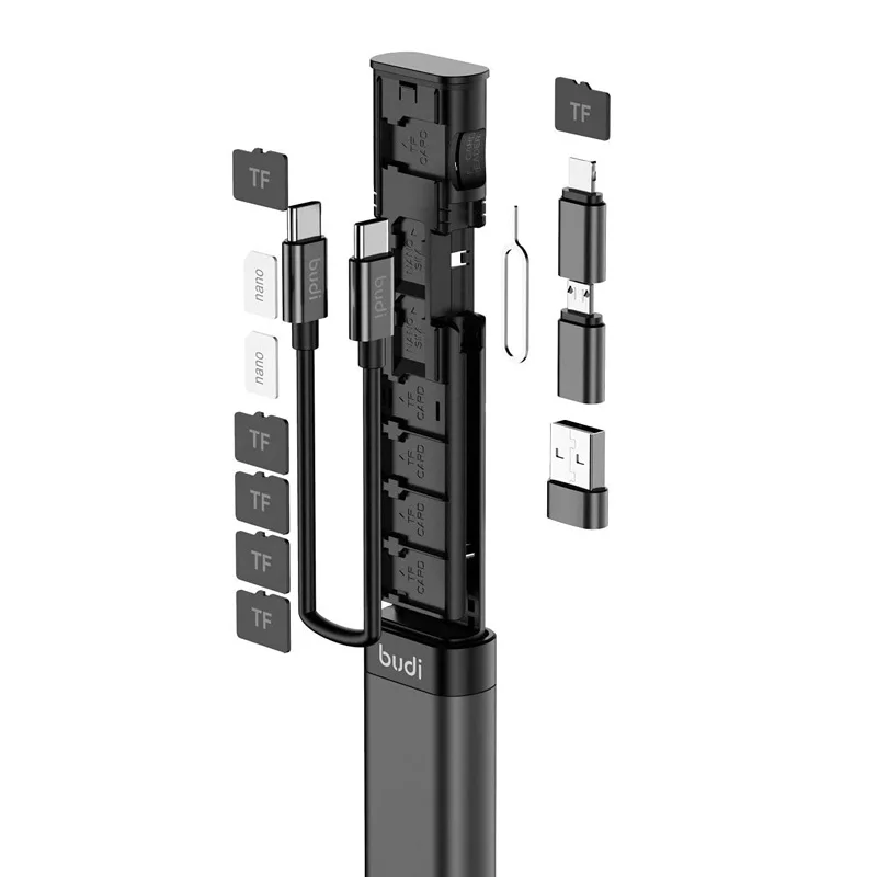 multi function tf card adapter storage box usb otg converter type c micro sd card memory reader case data cable for travel free global shipping