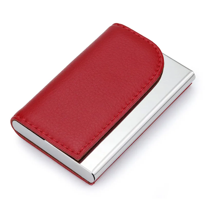 

Stainless Steel Card Holder Metal Business Card Case PU Leather Credit Card Holder Wallet Men Women Bank Card Holder Case New