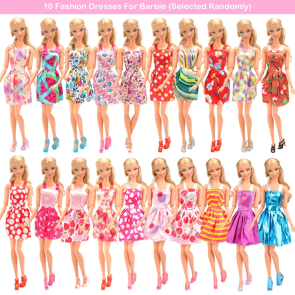 

Hot sale Fashion Handmade 23 Items /Lot Doll Accessories Kids Toys =13 Doll Dresses Clothes +10 Shoes For Barbie Dressing Game