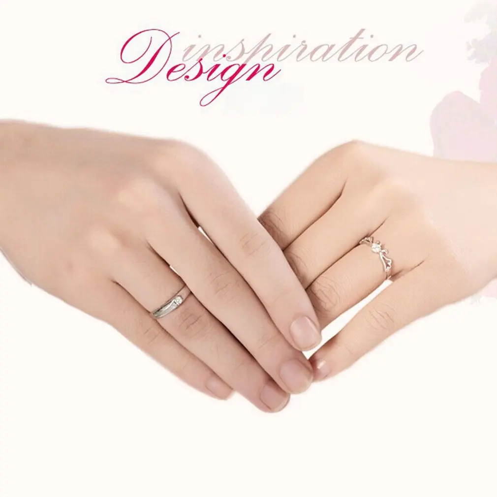 Модные креативные Открытые Кольца для пар обручальные кольца с цирконием