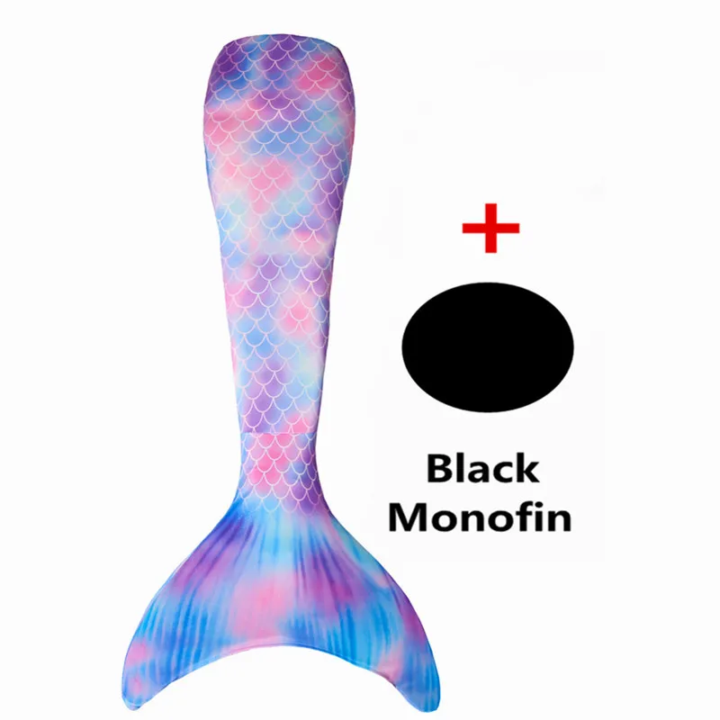 Tail and Monofin Новинка! хвосты маленькой русалки с черным монофином для детей, взрослых, летнее платье, купальный костюм, костюм русалки - Цвет: Tail and Monofin