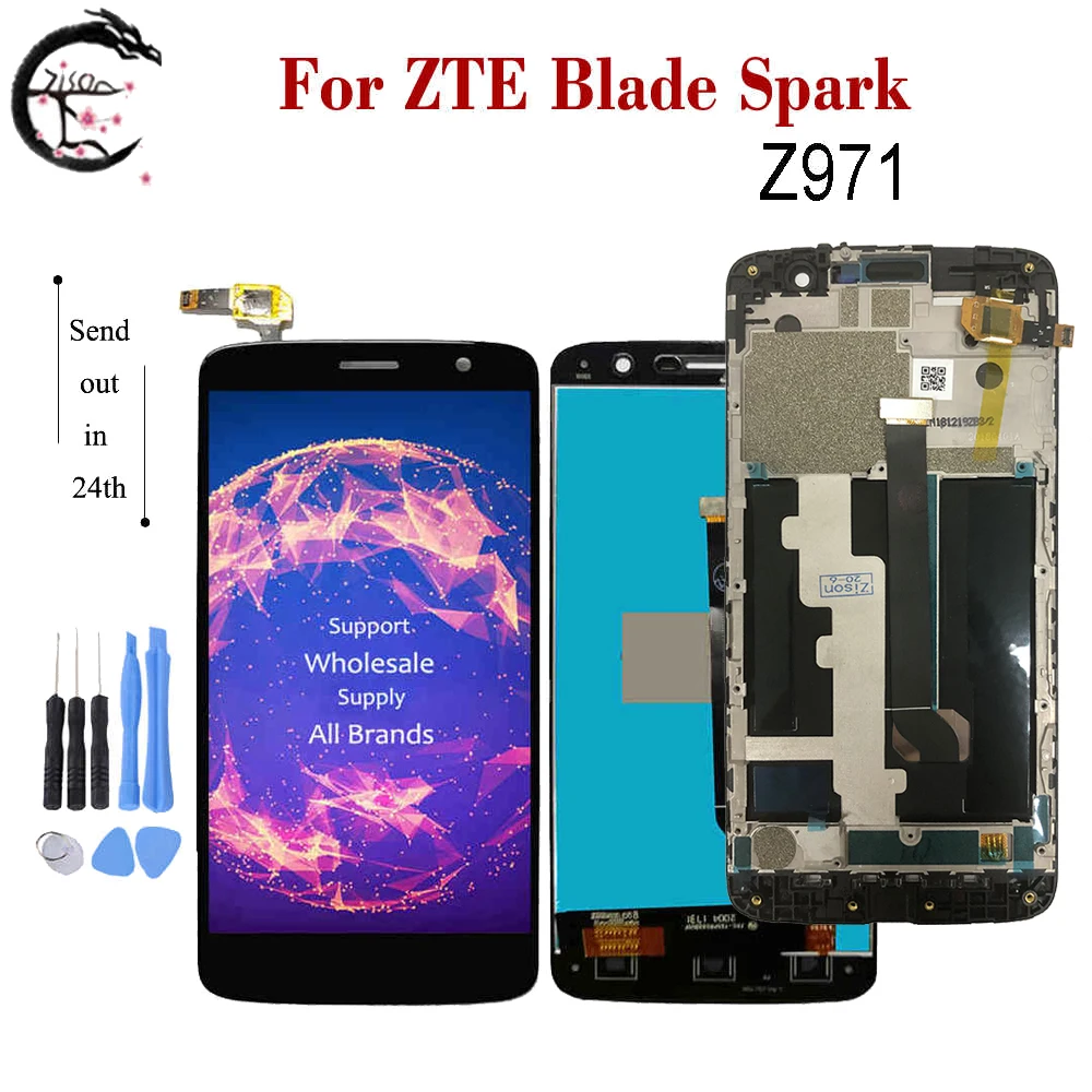 ЖК дисплей 5 дюйма для ZTE Blade Spark Z971 с рамкой сенсорный датчик дигитайзер в сборе