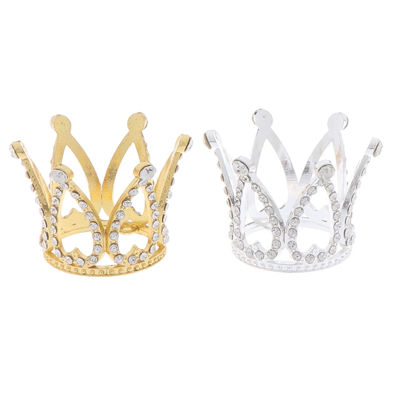 

Mini Crown Princess Topper Crystal Pearl Tiara Children Hair Jewelry For Wedding Birthday Party Cake Decorating Tools