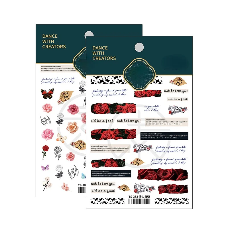 

Heart Love Design Nails Sticker English Letter Pattern Transfer Nail Art Decoration Stickers Studio Nail Supplies Accessories