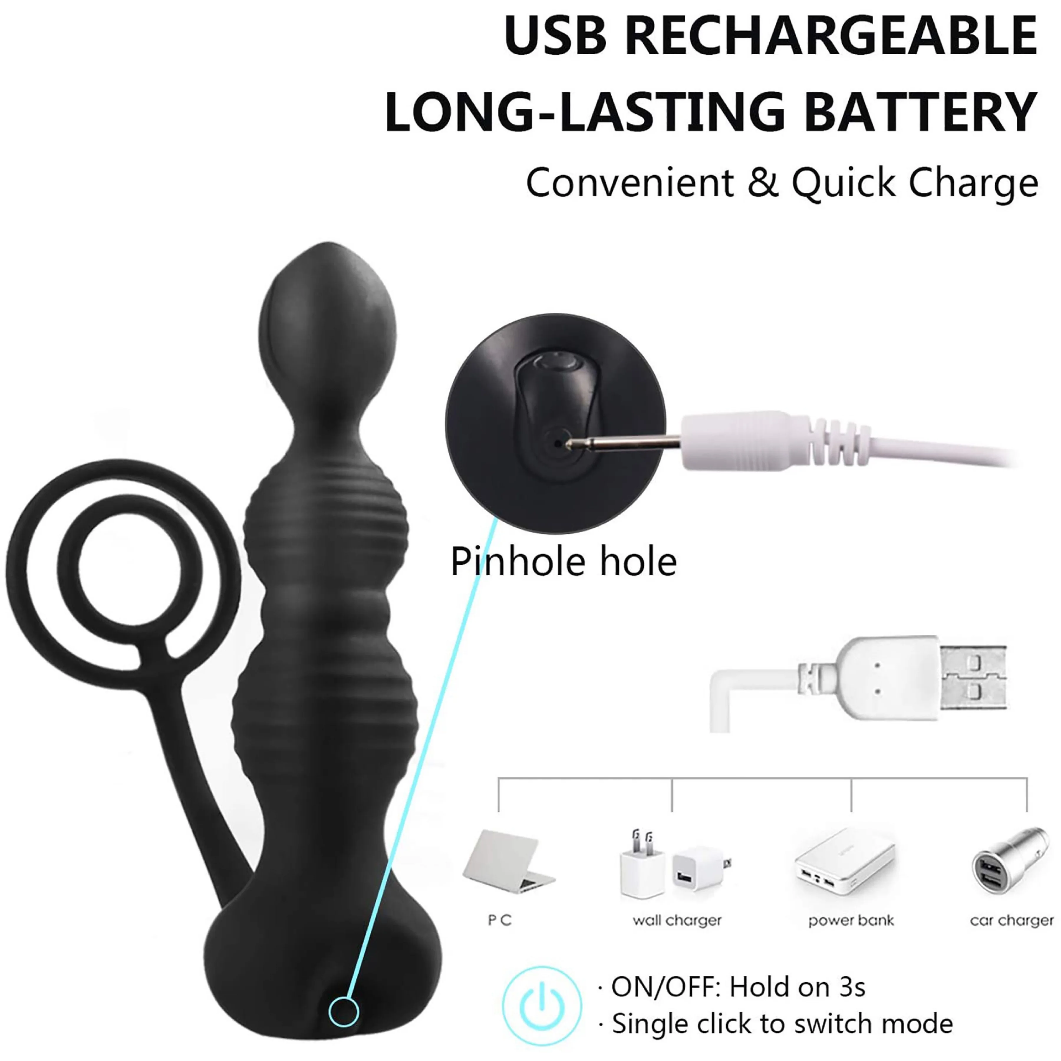 Мужской анальный массажер простаты силикагель Задержка эякуляции Беспроводные