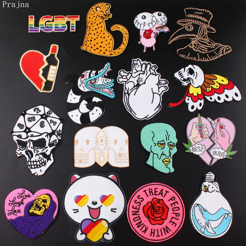 Нашивка с черепом в стиле панк рок патчи вышивкой утюгом для одежды полосатый