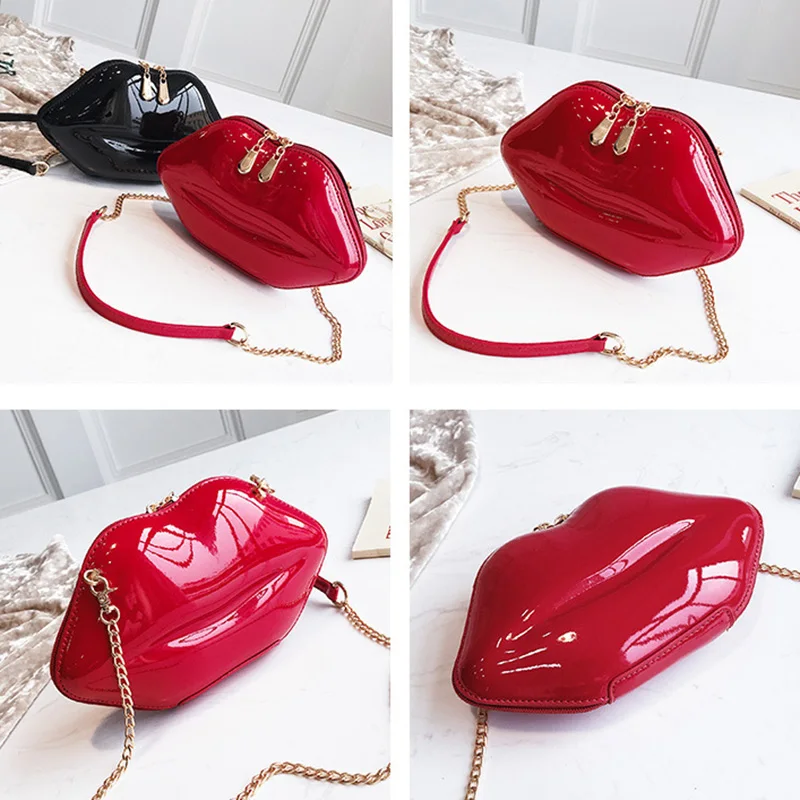 Сексуальная акриловая сумка-мессенджер с рисунком губ модная женская