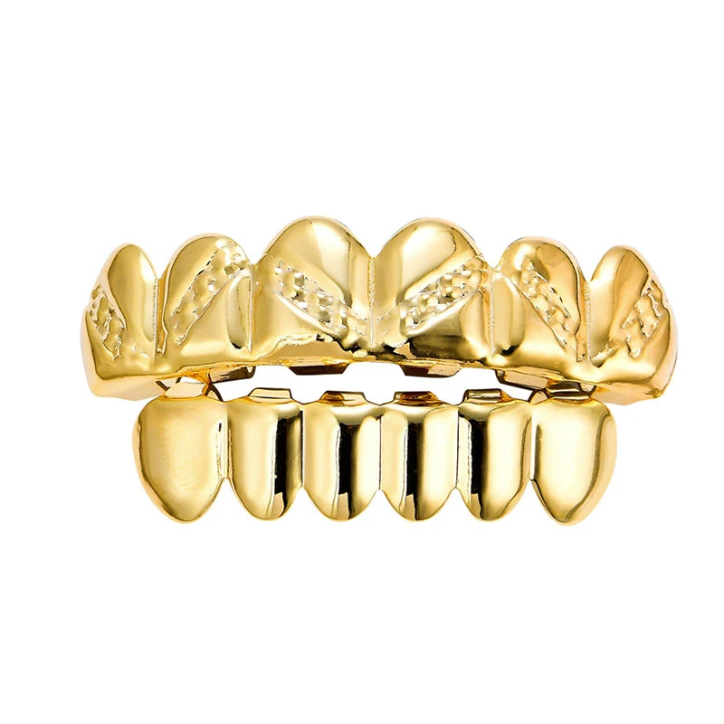 Новинка 2020 панк хип хоп золотые зубы грили с верхним и нижним наконечниками