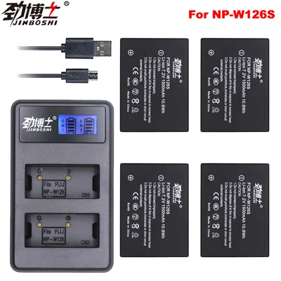 4X B and Charger 1500 мА/ч, NP-W126S NP W126S Батарея пакеты для fujifilm fuji X100F XT3 XT2 XT20 XT30 XT1 XT10 XT100 XE2 XH1 XPRO1 X-PRO2 XA10 XA5 - Цвет: 4X B and Charger