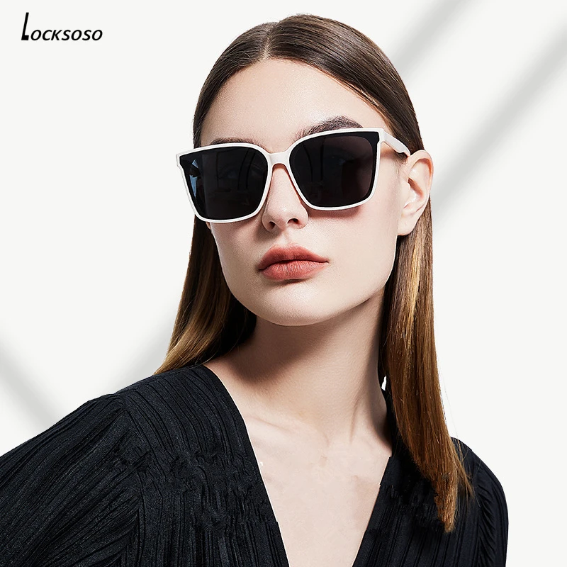 

LOCKSOSO Oversized Big Fashion Polarized Sunglasses Shades for Women Driving Anti UV400 Sunglasses Woman Sun glasses men vintage