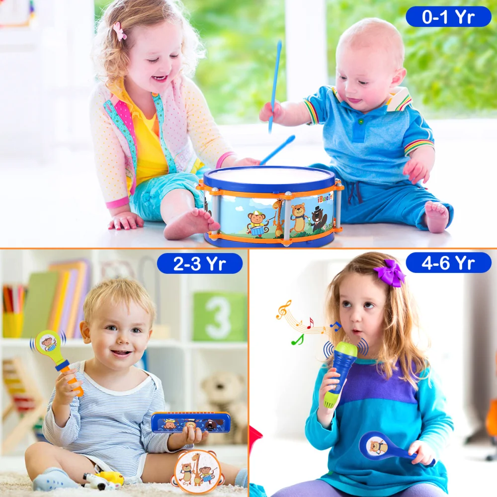 

iBaseToy Kids Children Toddlers Musical Toys Percussion Set Band Rhythm Kit Instruments for Preschool Educational Tools