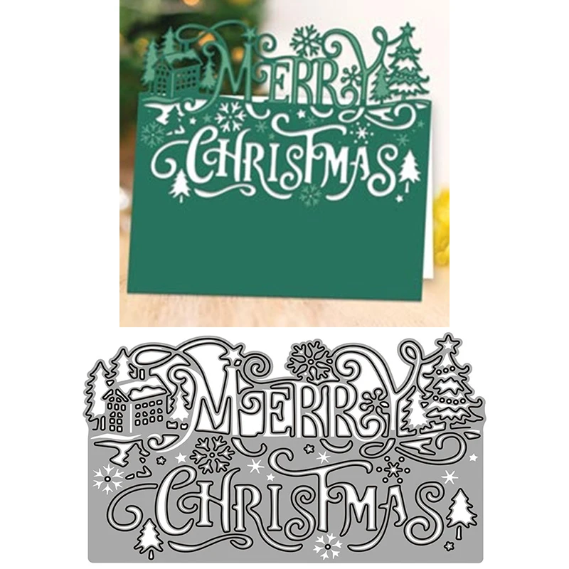 

2021 Christmas Cut Die Merry Christmas Lace Metal Cutting Dies Diy Molds Scrapbooking Paper Making Die Cuts Crafts