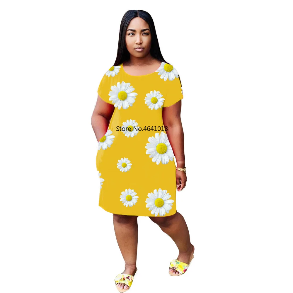 2020 новый дизайн летнее свободное платье с принтом для отдыха круглым вырезом