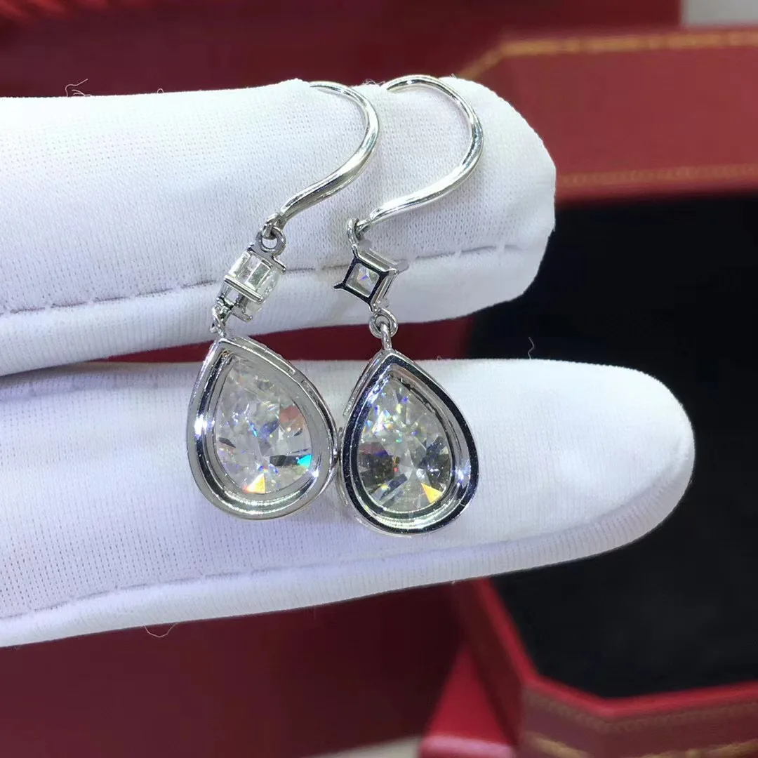 

925 Sterling Silver White Natural Diamond Jewelry Drop Earring for Women Fine Silver 925 Jewelry Wedding Earring Bizuteria