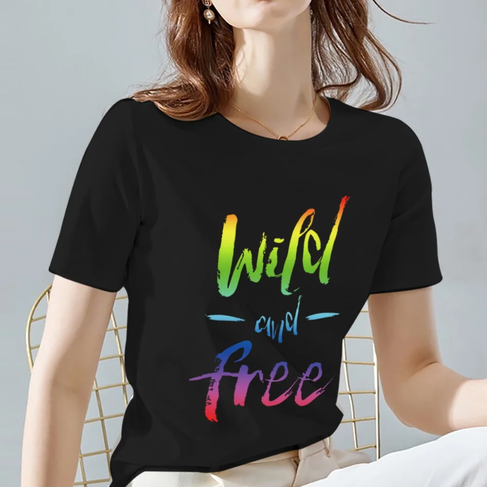 Футболка женская повседневная с круглым вырезом базовая тенниска из серии дикий