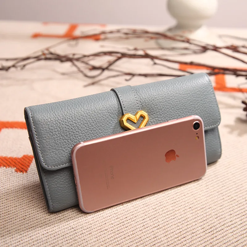 Женский Длинный кошелек из коровьей кожи вместительный клатч натуральной с