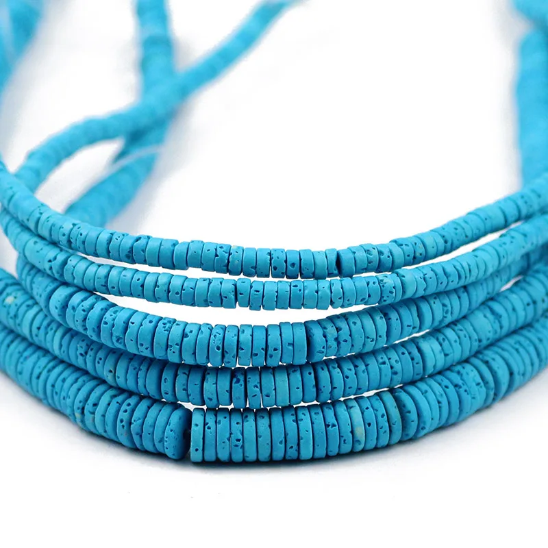 

Natural Stone Lake Blue Flat Round Coins Volcanics Lava Spacers 4/6/8MM Loose Beads For Jewelry Making DIY Bracelets Accessories