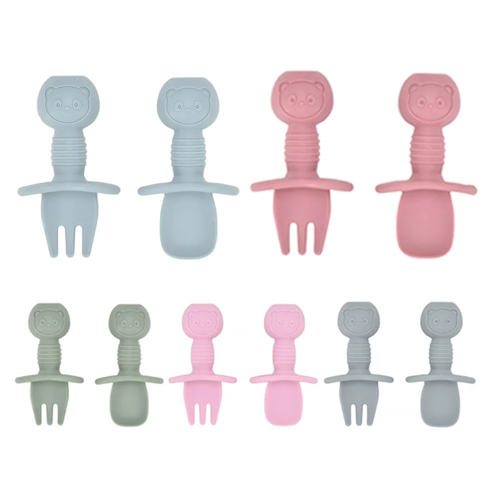 

2 шт., Детские Силиконовые ложки и вилки, в виде панды