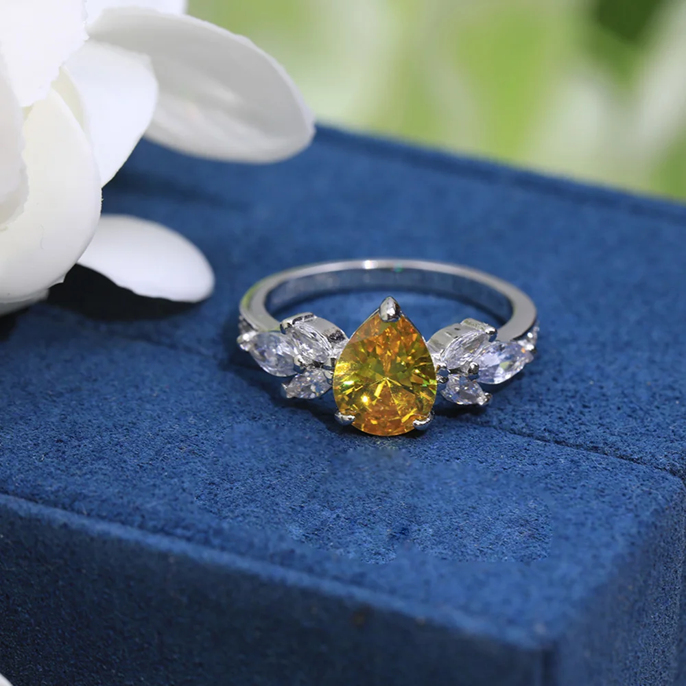 

Fashion New Yellow Ring Women's Marriage S925 Full Body Sterling Silver Shiny Couples Sweet Romance Web Celebrity Jewelry 2022