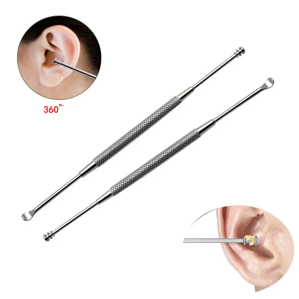 

Double-ended Spiral Ear Pick Spoon Stainless Steel Ear Wax Removal Cleaner Ear Care Tool Kit Multifunction Portable