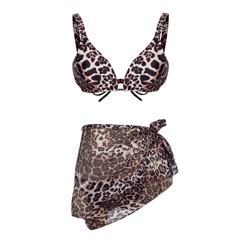 

Sexy Bikini Set Leopard Print Bathing Suit Beach Wear Sexy Bikini 2021 Summer Swimwear Women Swimsuit 3 Piece Set Bodysuit