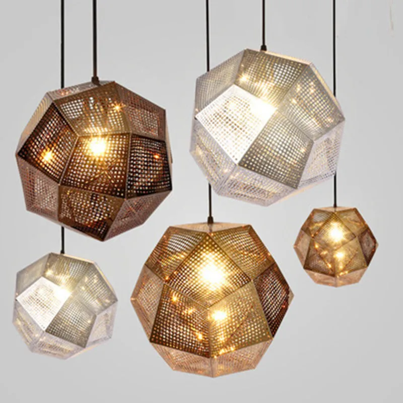 Современная копия веб Etch Геометрия золотой кирпич подвесной светильник тени для