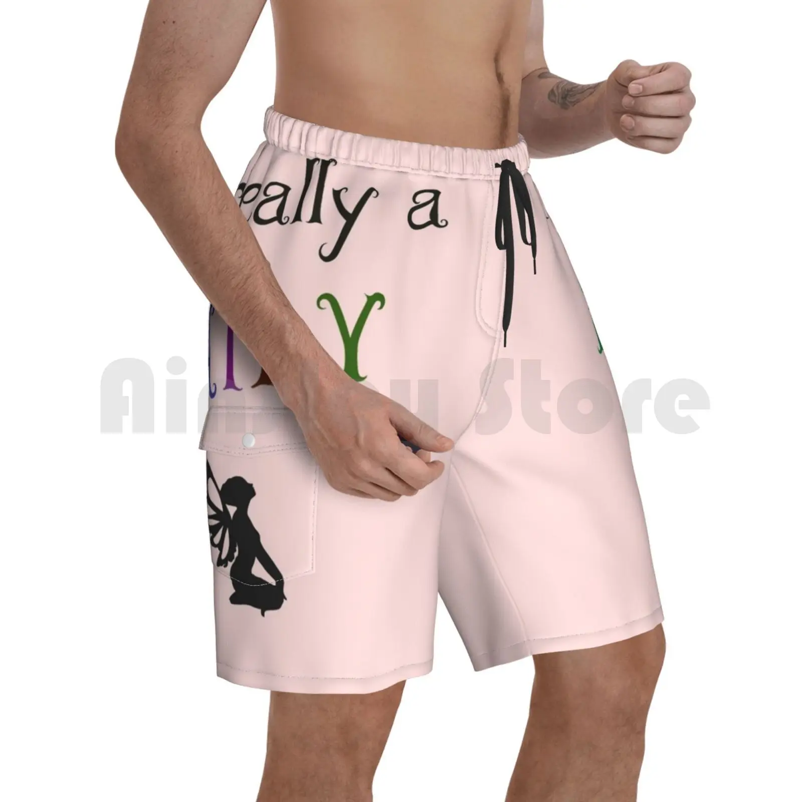 

I'm Really A Fairy Beach Shorts Men Beach Pants Swimwear Fairy Pagan Wiccan Witch Magic Magical Mythical Creature