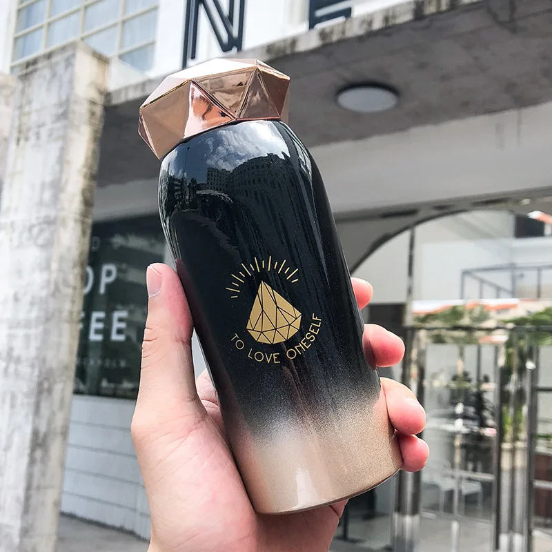 FUNBAKY 280 мл крутая чашка простой ромбовидный водный термос из нержавеющей стали