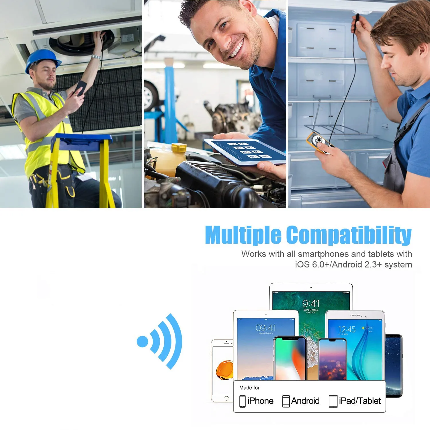 

3M 1080P HD Wifi Endoscope For Android iOS Iphone Samsung Smartphone Wireless Inspection Snake Camera IP67 Waterproof 8 LED