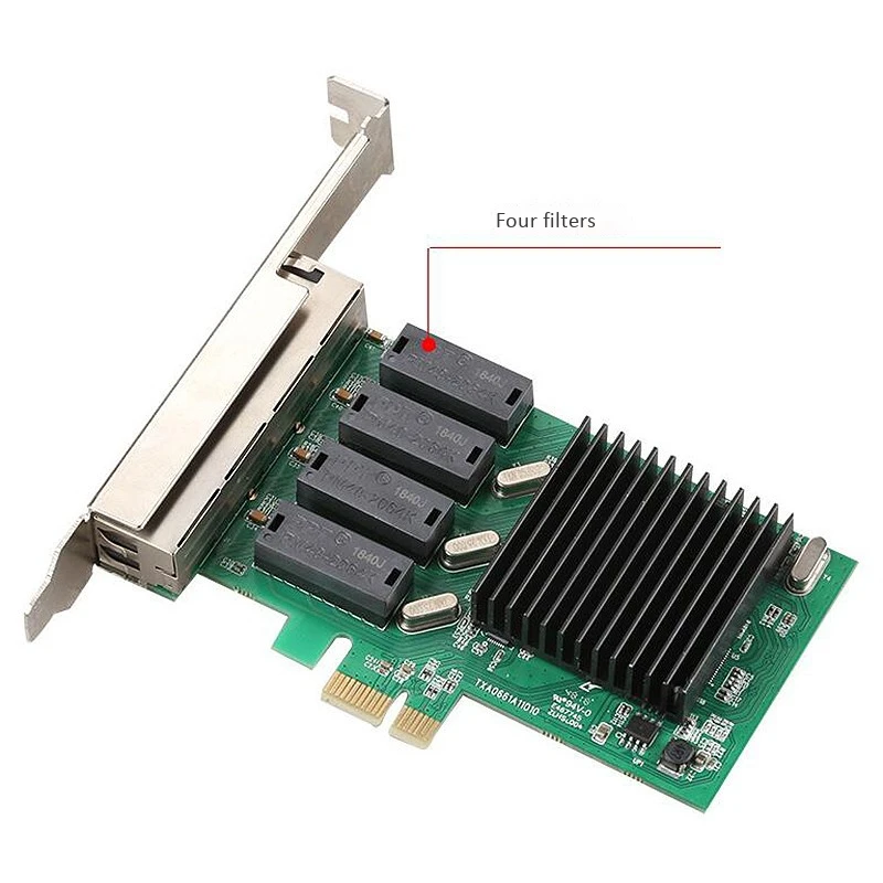 

RTL8111H-T4 4-Port PCI-E X1 Gigabit Ethernet Network Card 10/100/1000Mbps LAN Adapter Controller Card