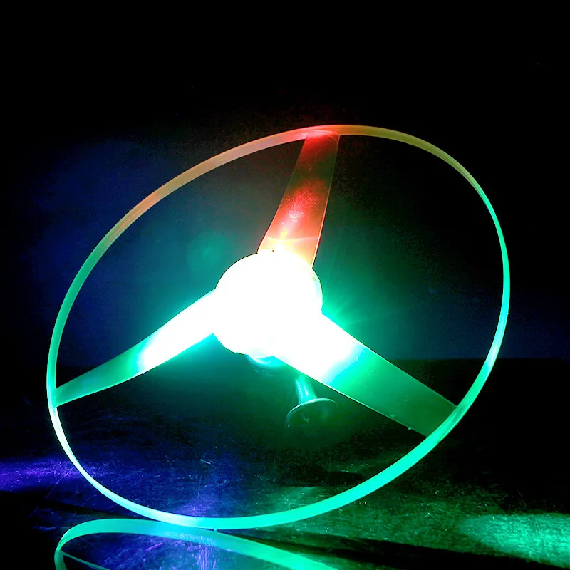

2020 hot sale 1pc Fun outdoor sports pull line saucer toys LED lighting UFO parent-child interaction Creative 7 color spin-off