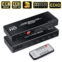 2 0 hdmi matrix 4x2 4k hdr switch splitter 4 in 2 out optical spdif 3 5mm jack audio extractor hdmi switcher hot