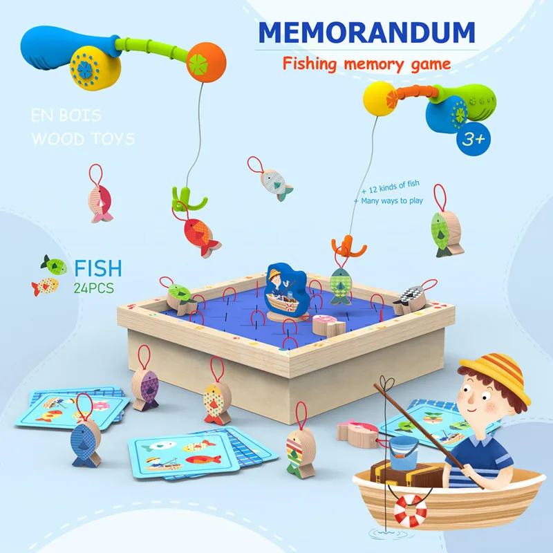 

New Montessori Toys Fishing Memory Game Children's Developing Training Early Hands Brain Education Wooden Toys Children Toy Gift