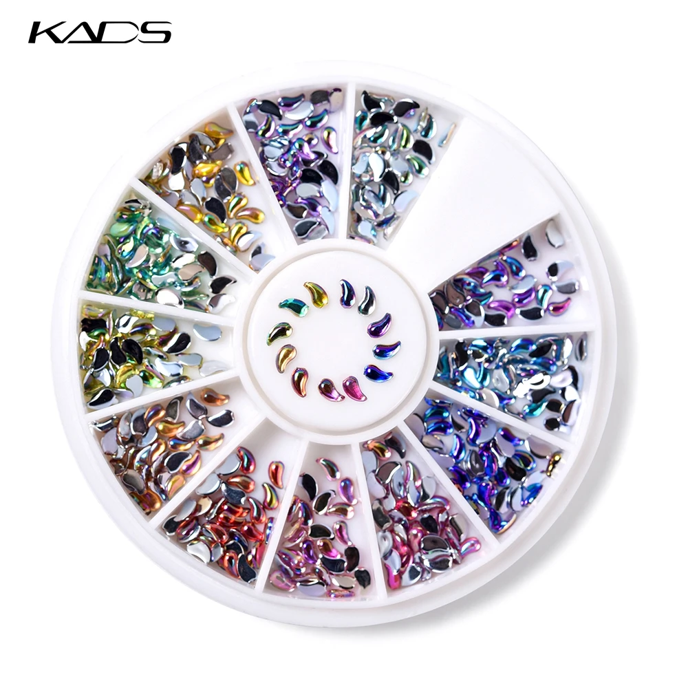 KADS AB 1.5*3 мм Запятая Искусство Ногтей Декорация Горный Хрусталь 600 ШТ. Кристалл в 12