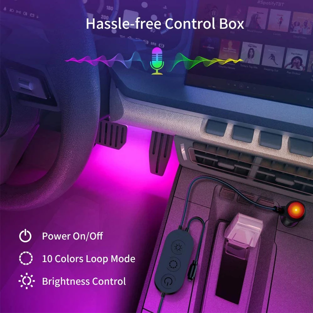 

18LED 5050SMD Car Atmosphere Light Colorful Foot Sole Light Bluetooth APP Control Light Bar Music Voice Control Atmosphere Light
