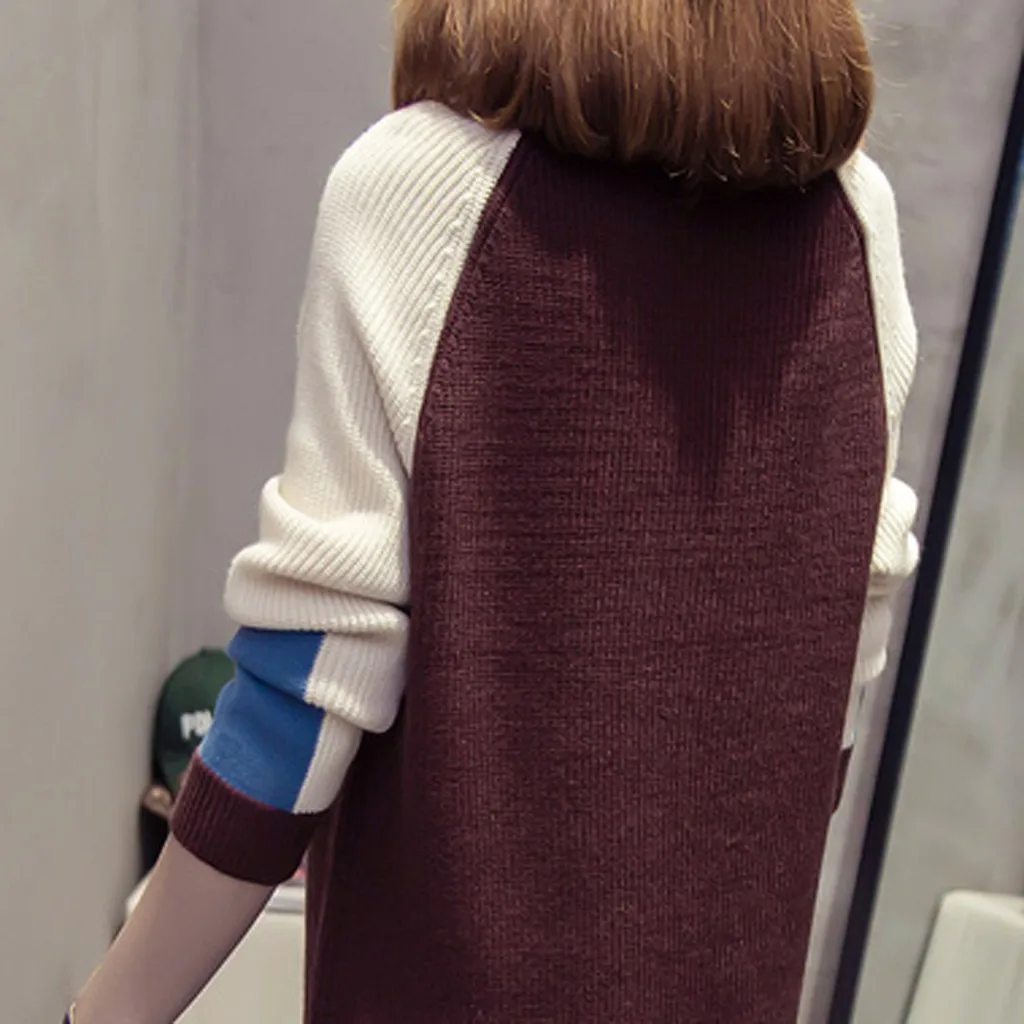 Вязаное платье для женщин осенняя мода корейский стиль Свободные Лоскутные