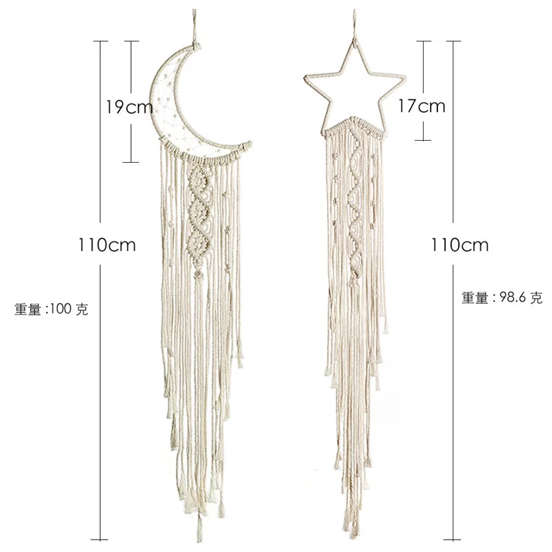 

Hanging Star Moon Style Home Room Decor Girls Kid Children Living Room Handmade Decors Gift Long Tassel Dreamcatcher Ornament